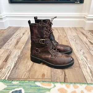 Seven7 Cardi B Rustic Brown Lace-Up Combat Boots